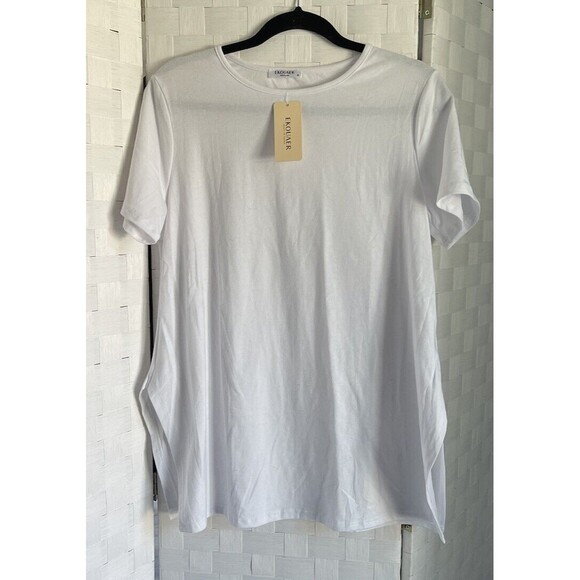 Ekouaer Women’s Maternity Shirt Short Sleeve Top Blouse Split Side Size Medium - Picture 3 of 4